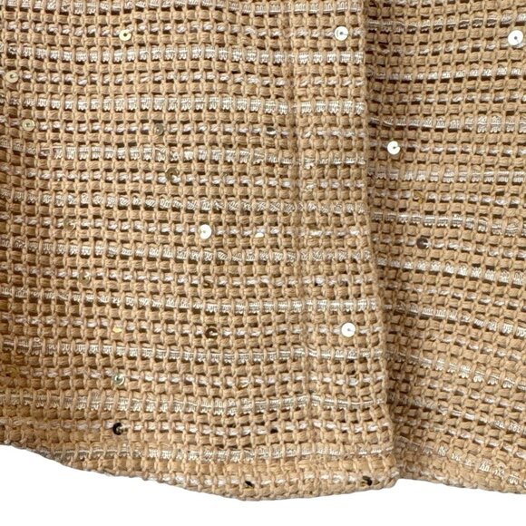 Caryna Nina Haute Couture Sequined Knit Buttoned Lightweight Jacket Tan Size S - Picture 8 of 11